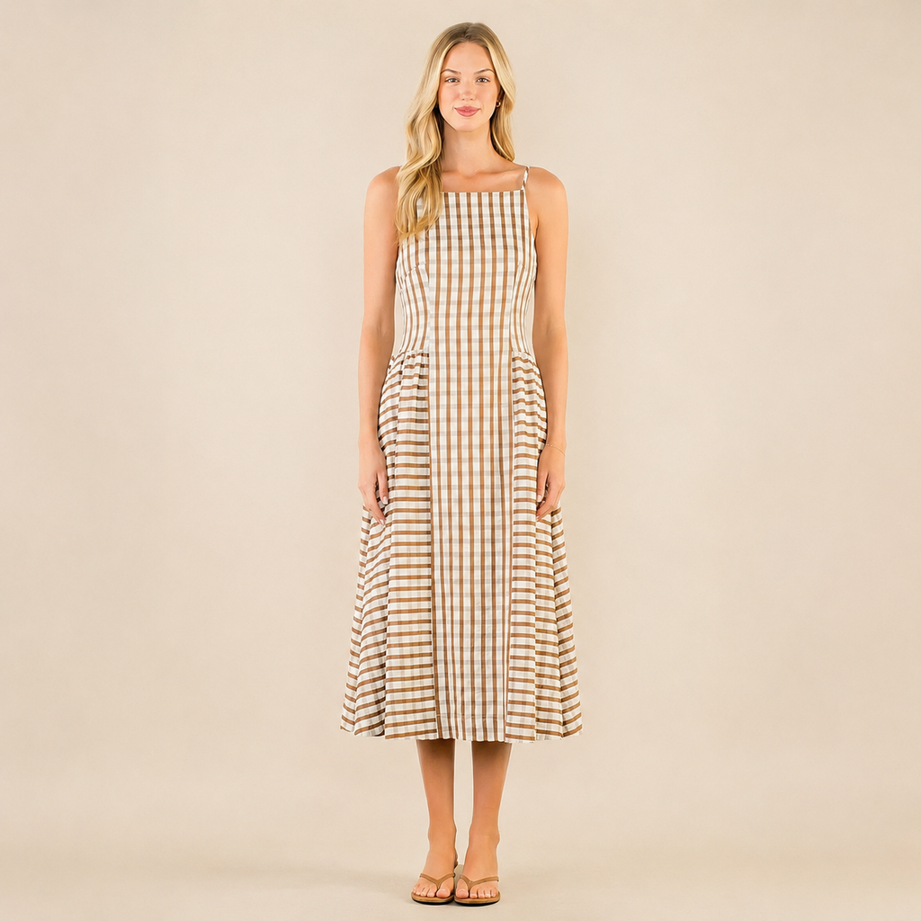 Gingham Maxi Dress-Brown – LOLA NEW YORK