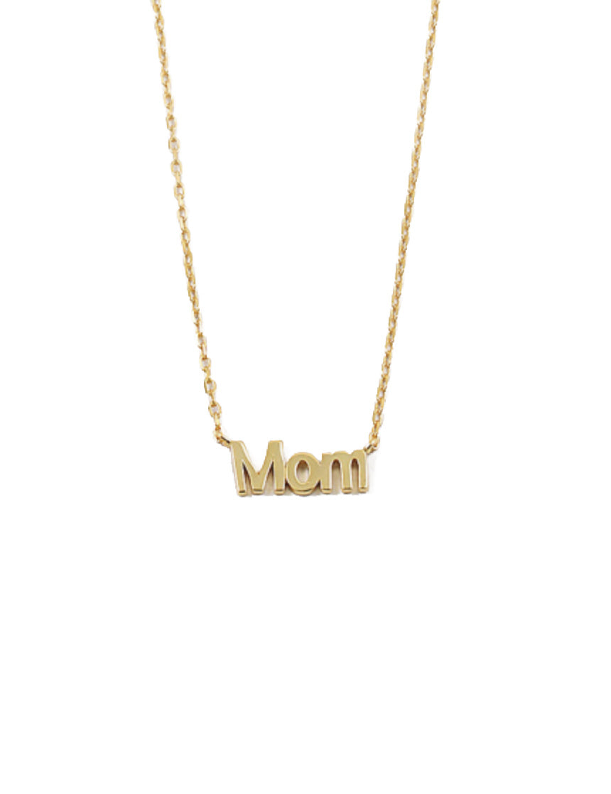 Gold Mom Block Necklace