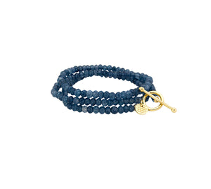 Gold/Navy Toggle Beaded Bracelet