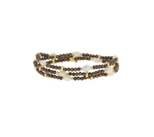 Gold/Bronze Multi Crystal Pearl Bracelet