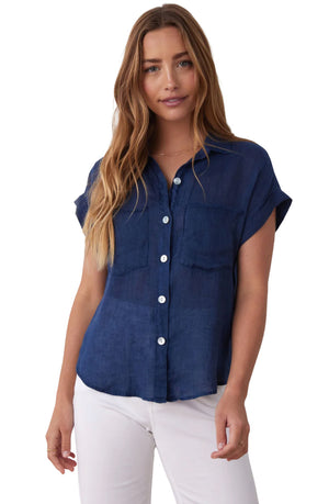 Linen Two Pocket Short Sleeve Shirt - Summer Night