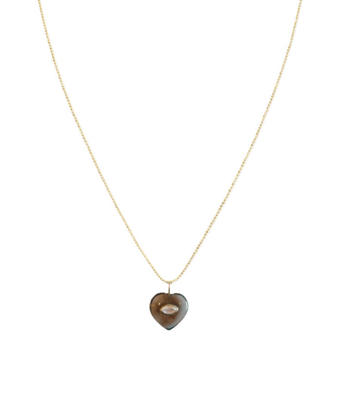 Murano Collection-Gold Chain Smokey Quartz Heart-16"