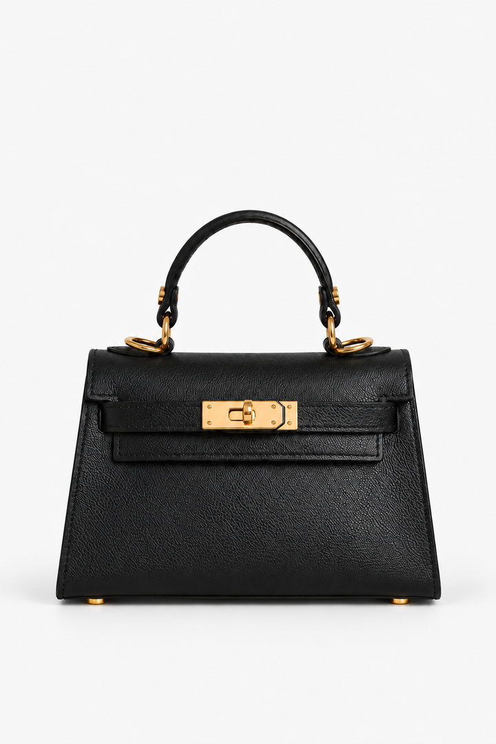 Victoria Leather Small Tote-Black
