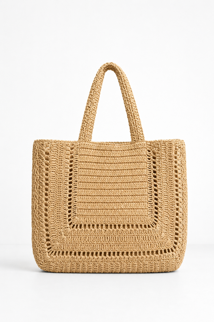 Hideaway Raffia Tote-Natural