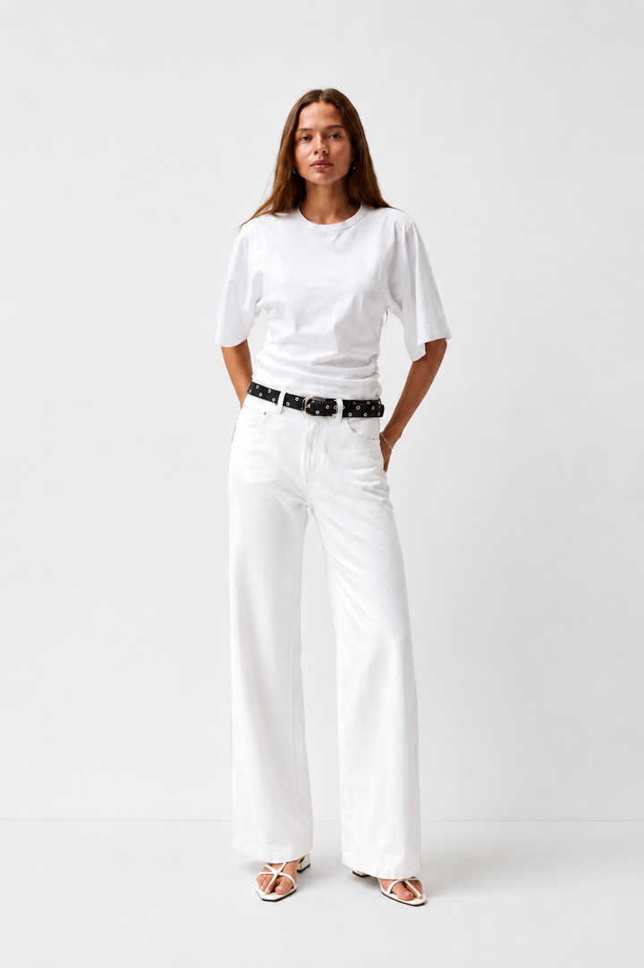 Jadyn Low Slung Palazzo - Vivid White