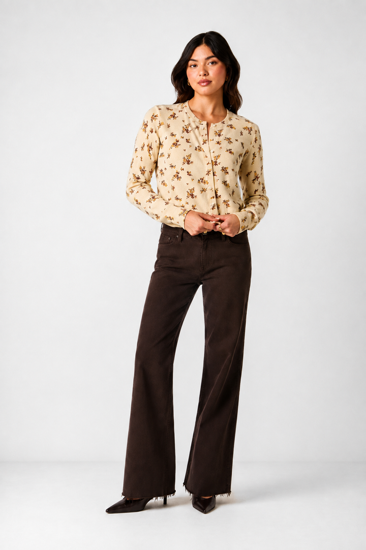 Mary Cardigan-Yellow Floral
