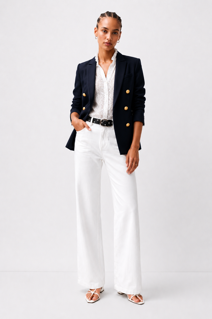 Jadyn Low Slung Palazzo - Vivid White