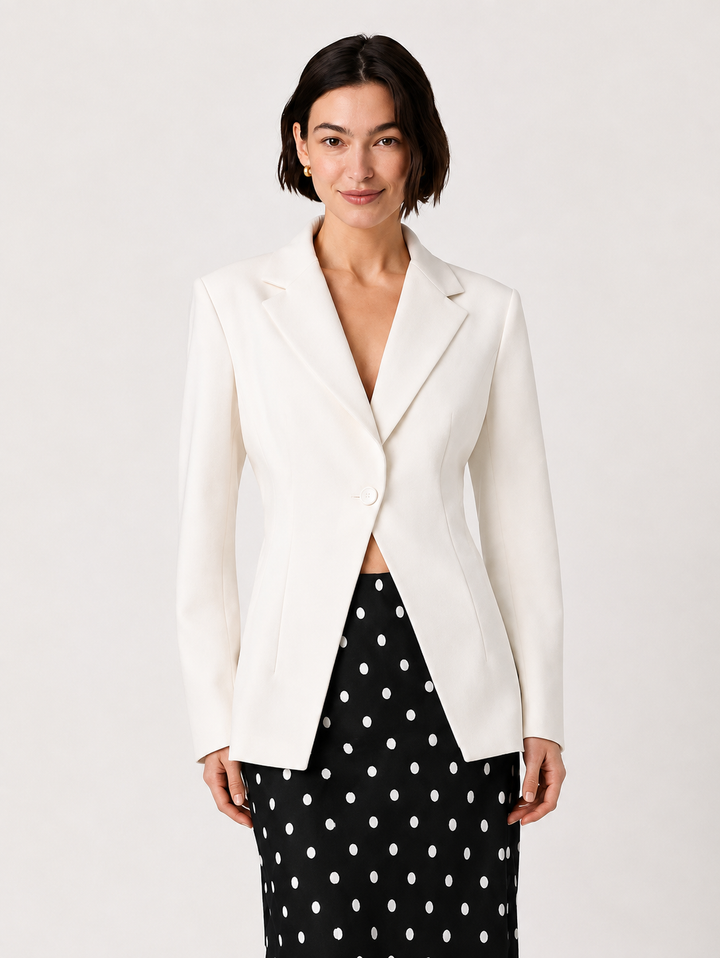 Azra Twill Cinched Blazer-Porcelain Cream