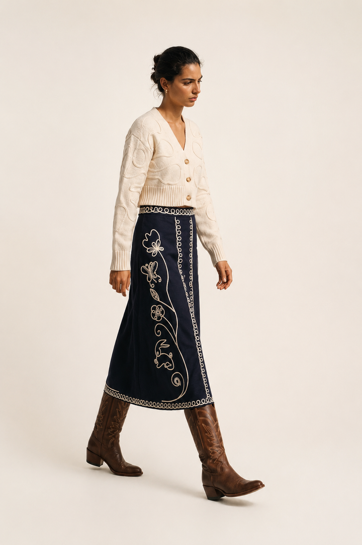 Sorina Midi Skirt-Black