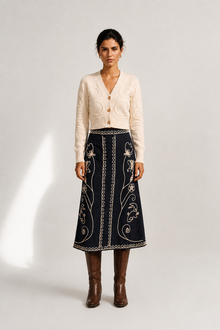 Sorina Midi Skirt-Black
