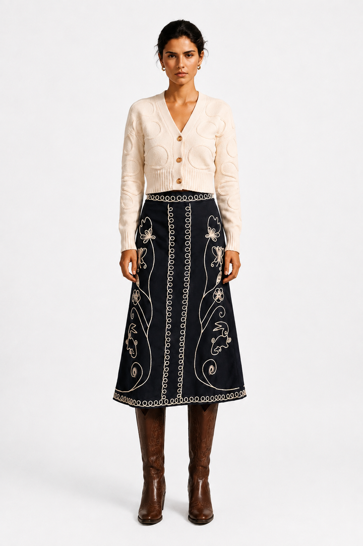 Sorina Midi Skirt-Black