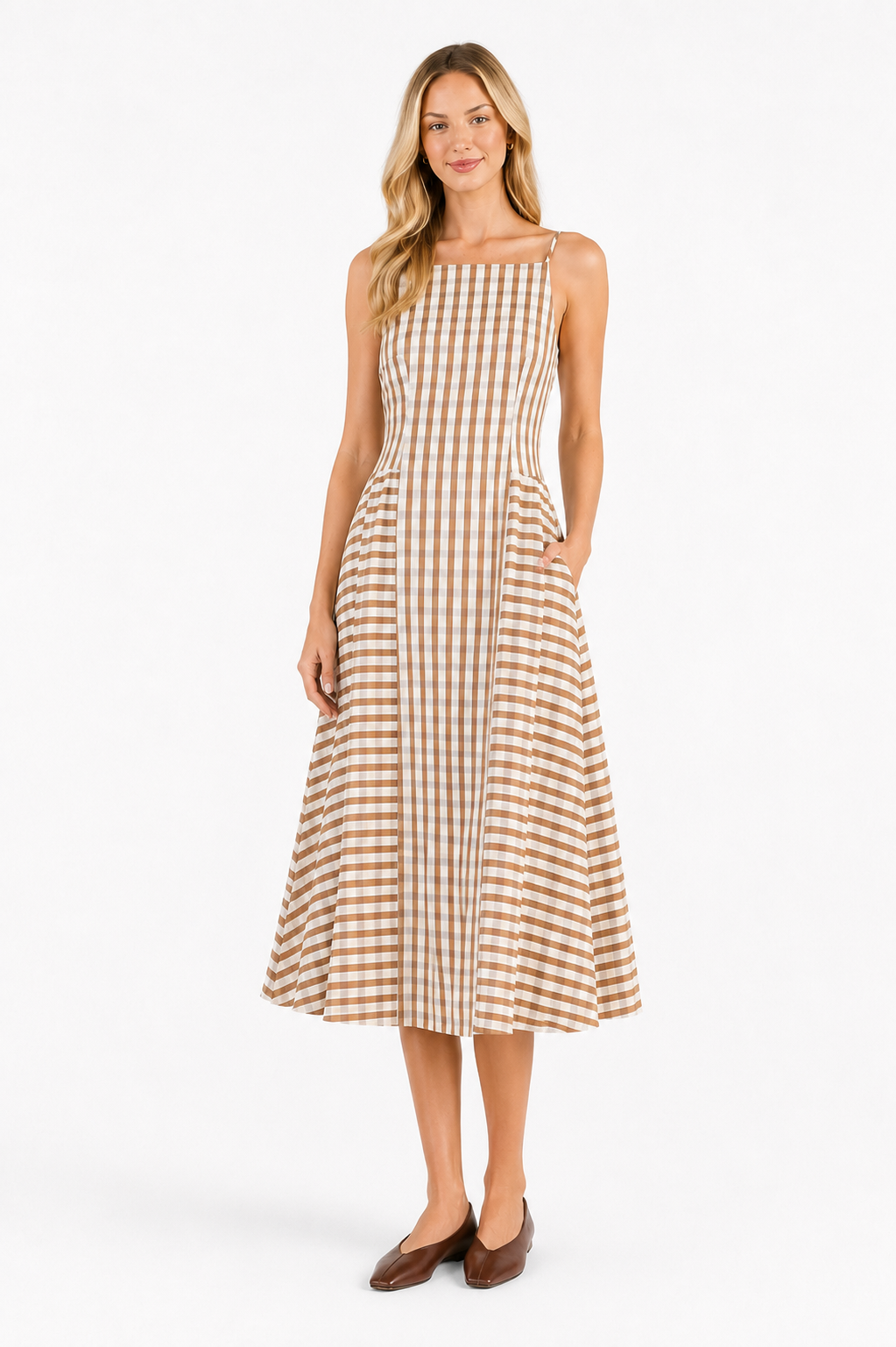 Gingham Maxi Dress-Brown – LOLA NEW YORK