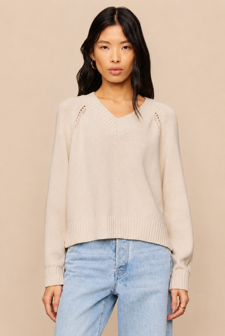 Stratton V-Neck Sweater-Sandstone