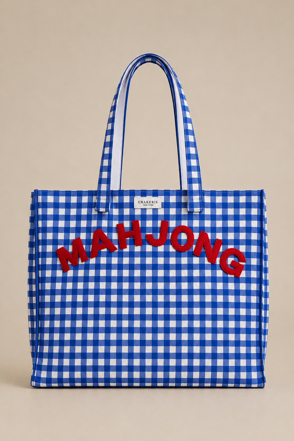 Mahjong Blue Gingham Tote Bag