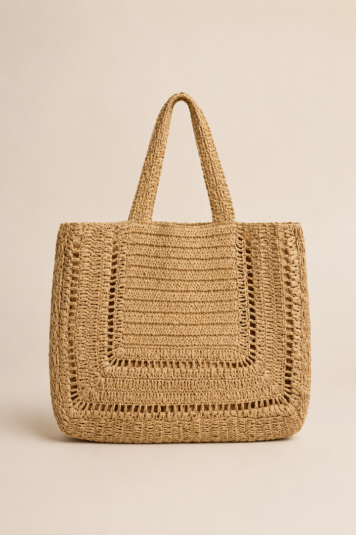 Hideaway Raffia Tote-Natural