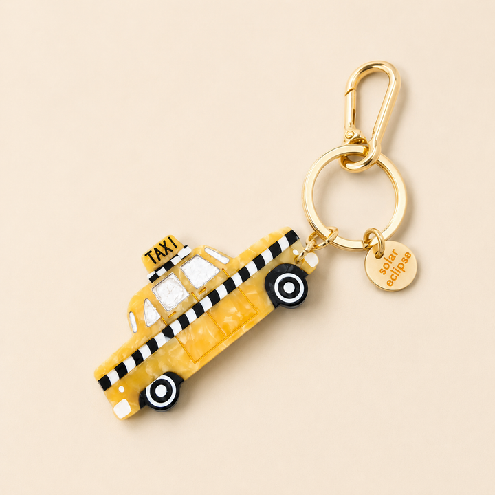 Hand-Painted Taxicab Bag Charm & Keychain