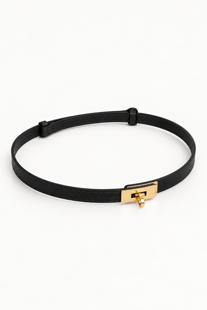 Maida Leather Belt- Black