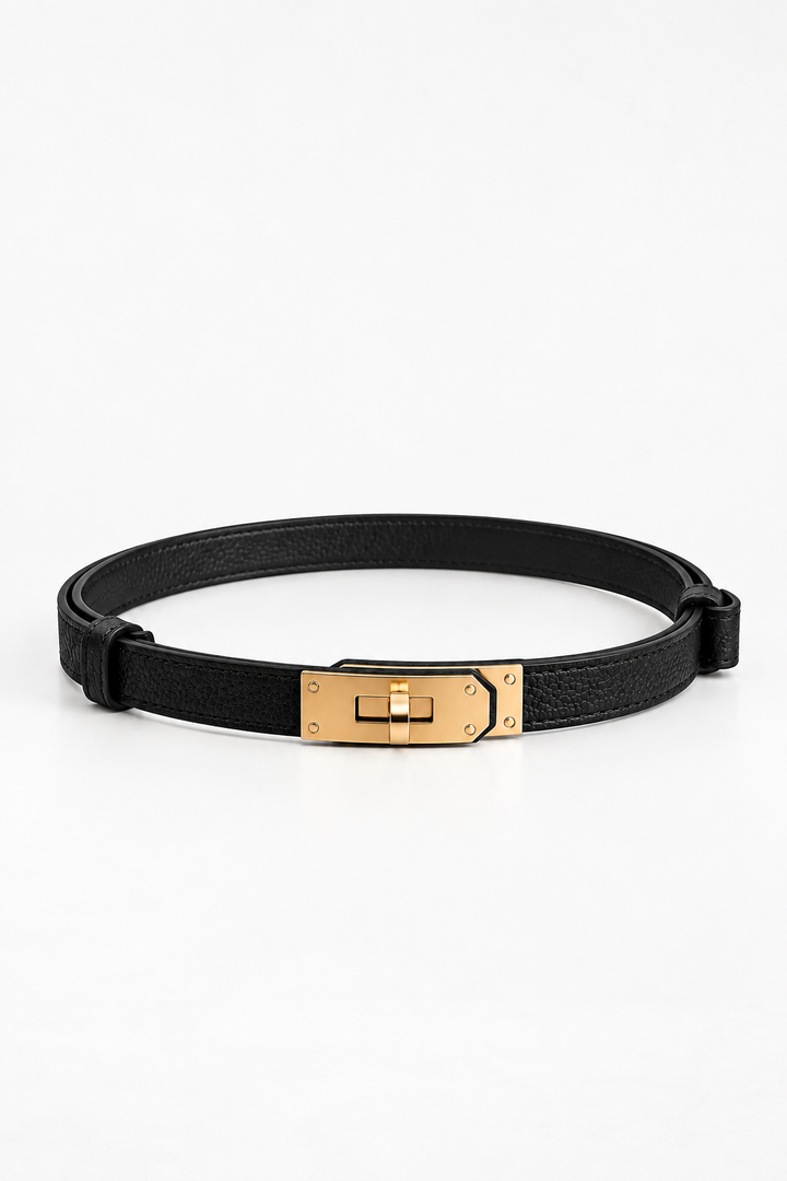 Maida Leather Belt- Black