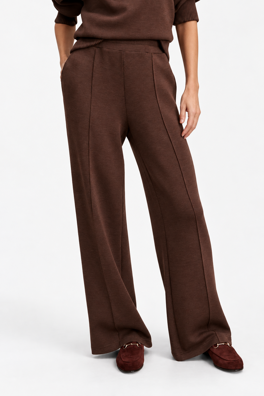 The Wide Leg Pant 28-Coffee Bean Marl