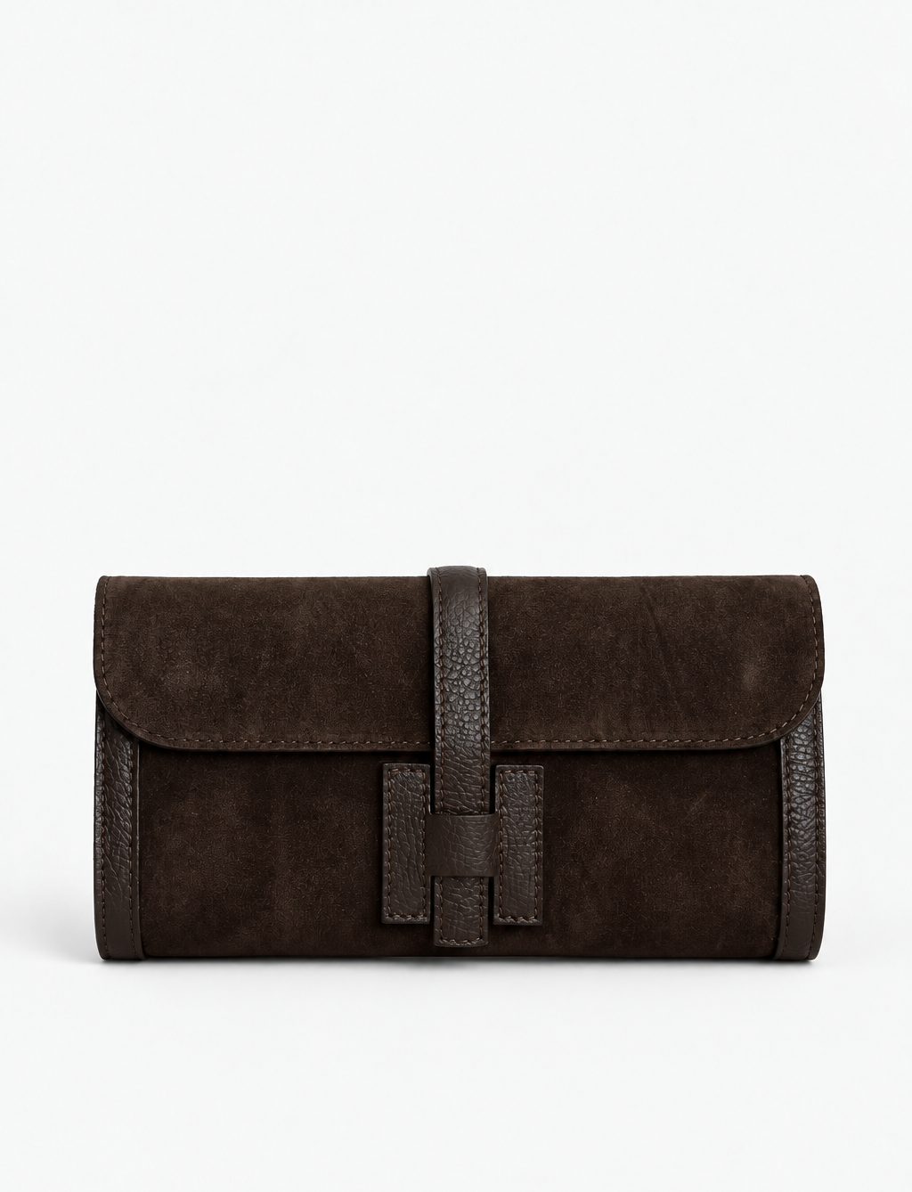 Hannah Suede Clutch-Dark Brown