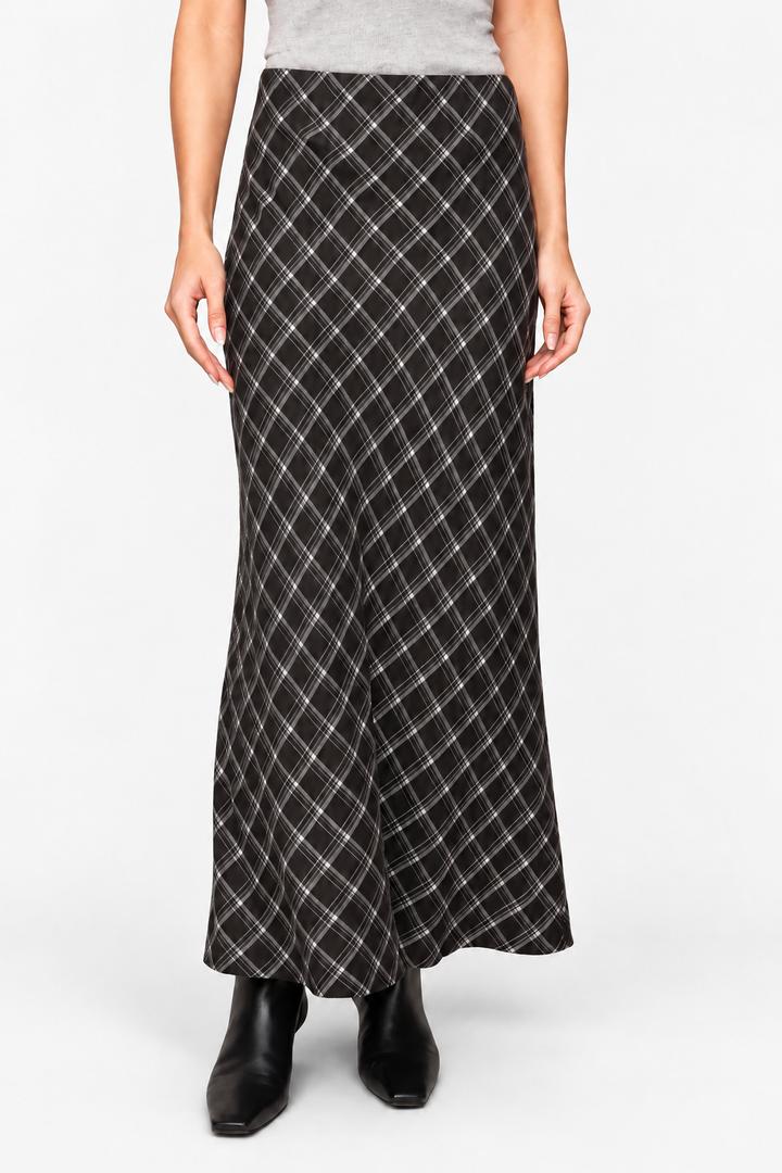 Europa Plaid Skirt-Ash Black