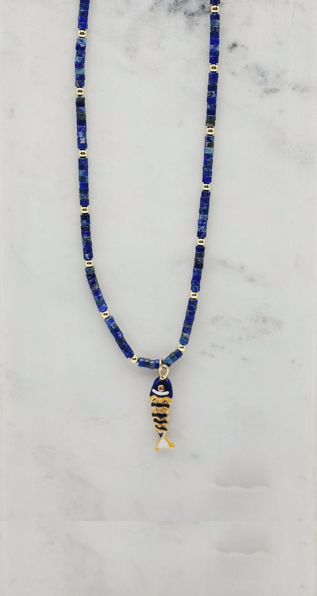 Blue Lapis Fish Necklace