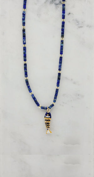 Blue Lapis Fish Necklace