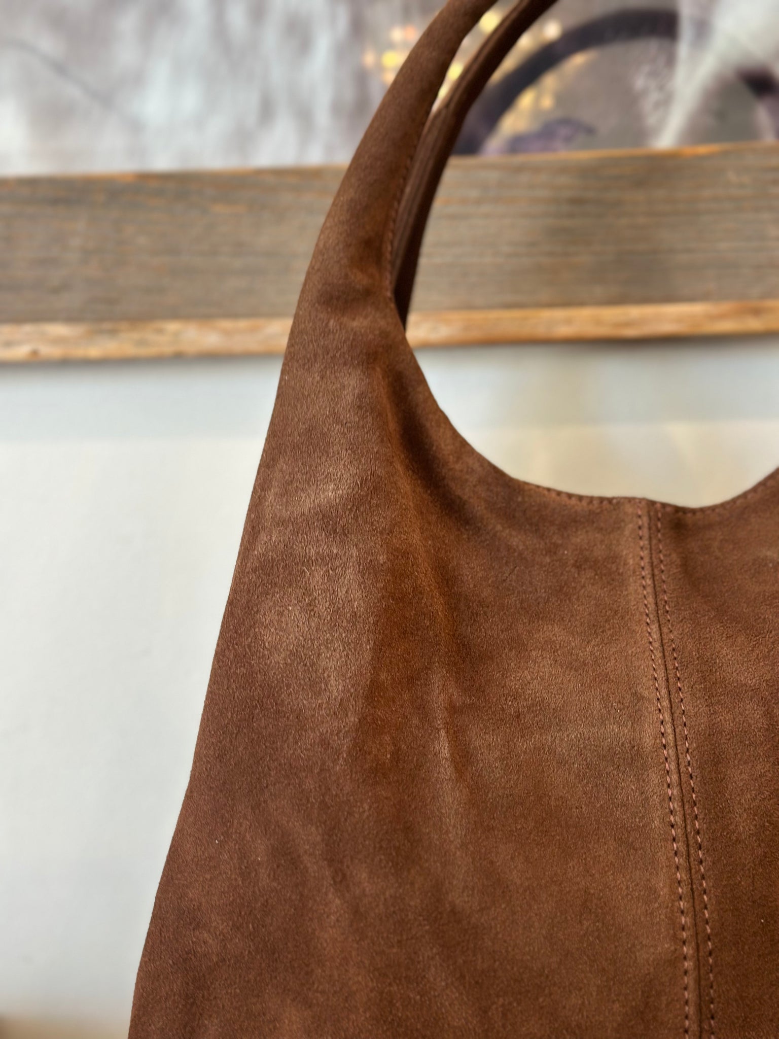 Thea Suede Leather Bag - Brown