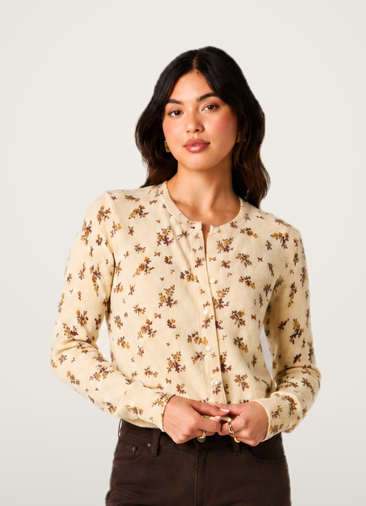 Mary Cardigan-Yellow Floral