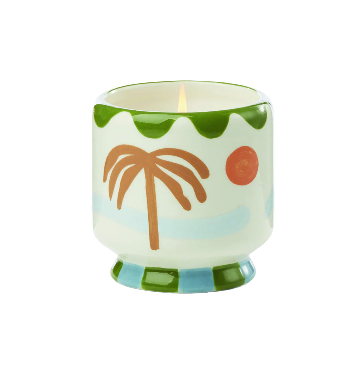 Adopo Handpainted Palm Tree Ceramic Candle 8oz.