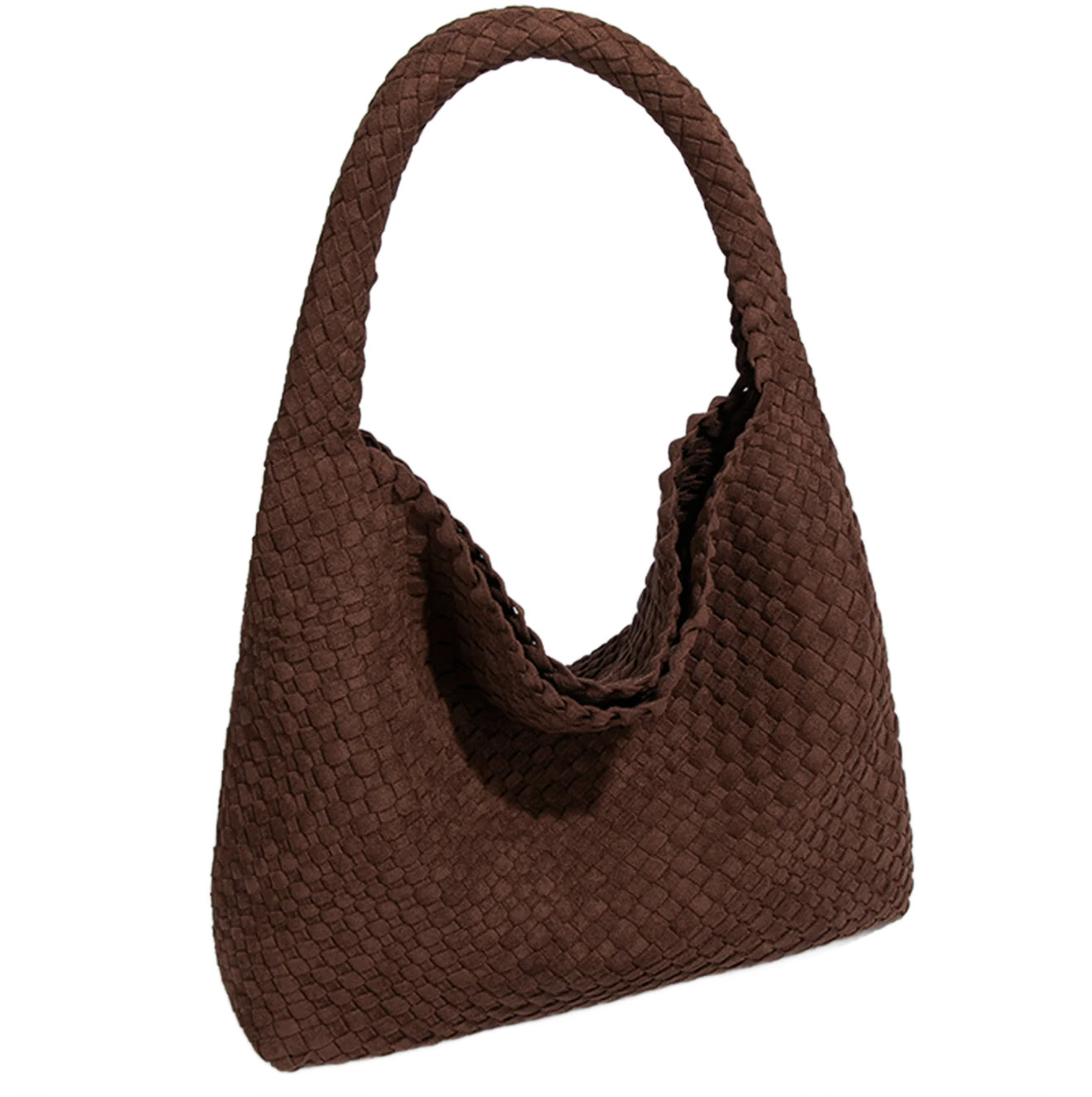 Large Woven Suede Tote-Chocolate