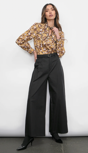 Rowan Tie Neck Blouse- Honey