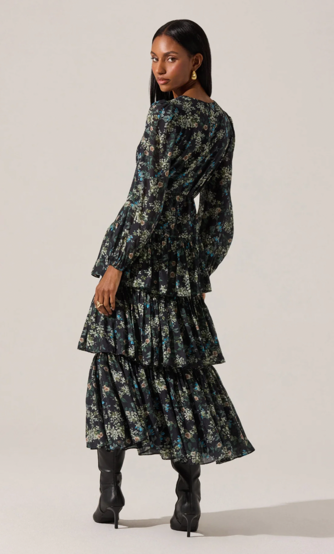 Franchesca Tiered Ruffle Midi Dress Floral