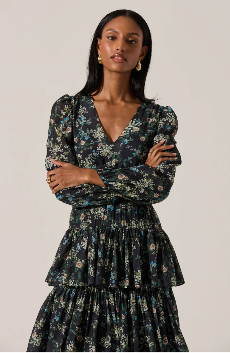 Franchesca Tiered Ruffle Midi Dress Floral