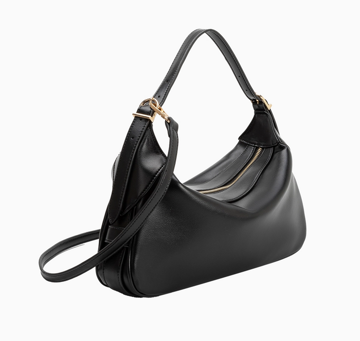 Nicolette Vegan Shoulder Bag-Black