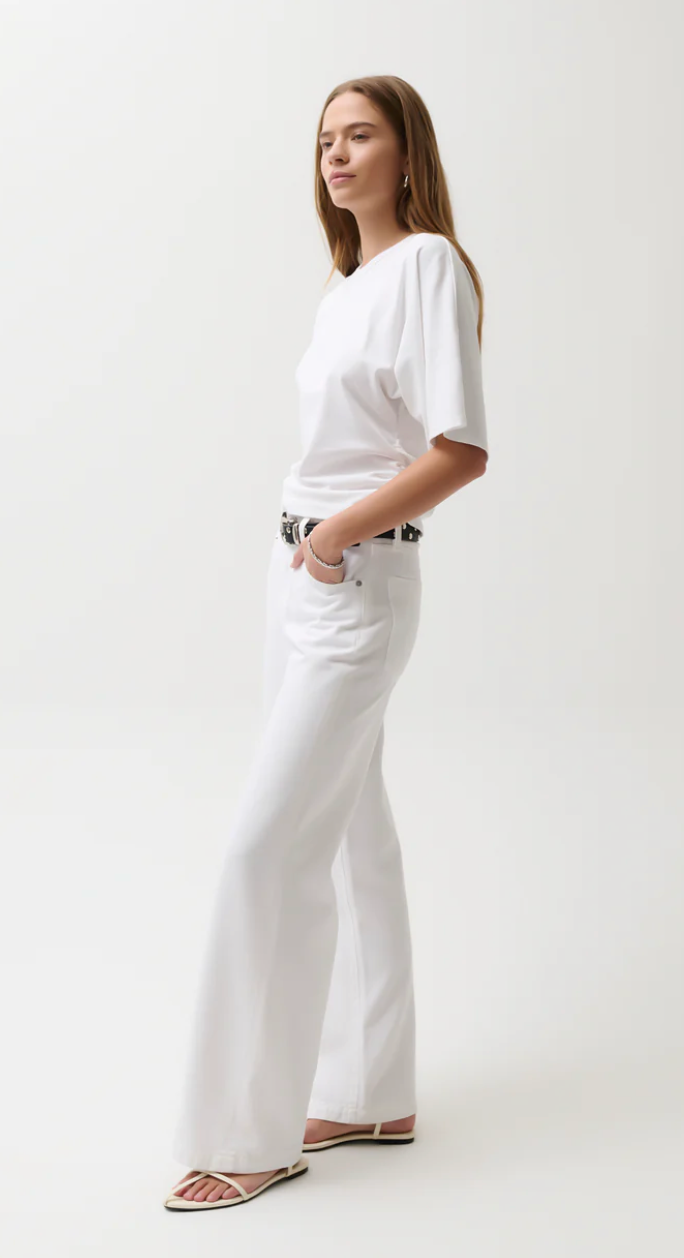 Jadyn Low Slung Palazzo - Vivid White