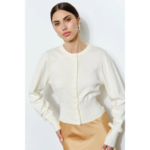Cassandra Snap Button Cardigan Ivory