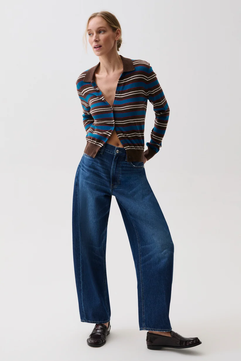 Lyvia Merion Polo Cardigan-Tealwood Stripe