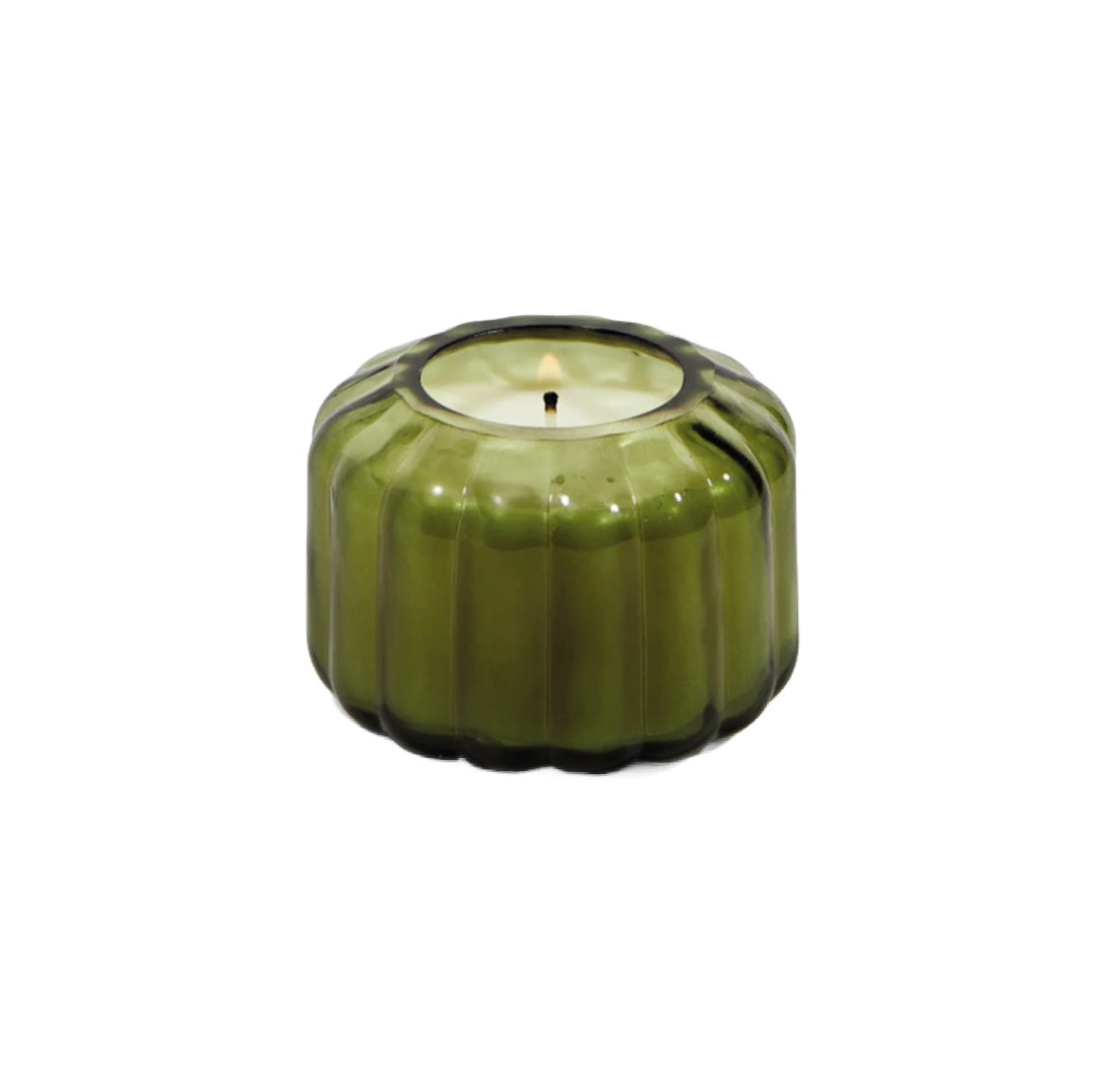 Ripple Transparent Green Glass Candle 4.5oz.