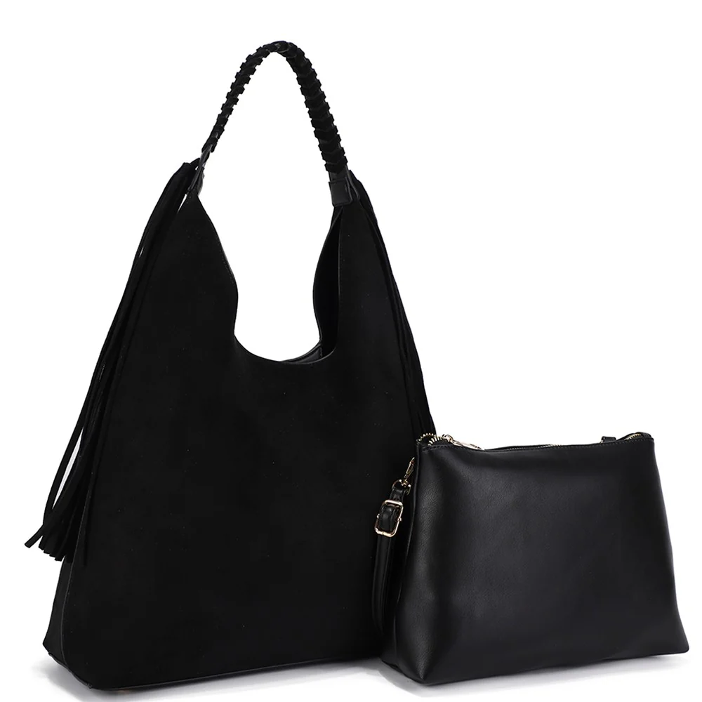 Black Suede Tote w Tassle