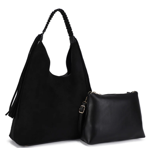 Black Suede Tote w Tassle