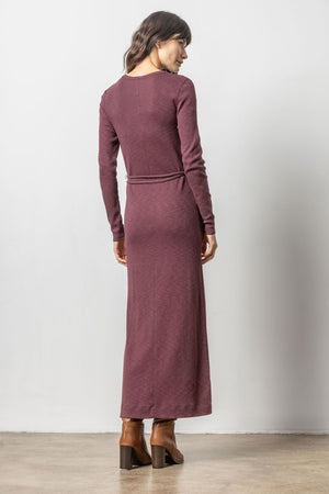 Belted Maxi Column Dress Wine