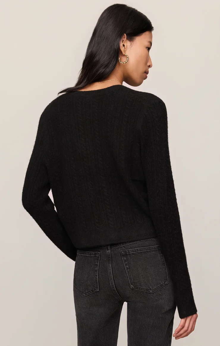 Medina Pointelle Cardigan-Black