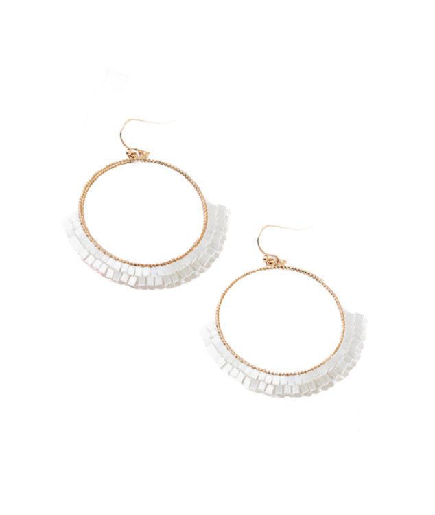 White Beaded on Wire Circle