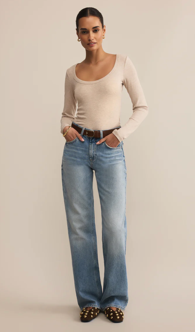 Second Skin Scoop Neck Top Oatmeal Heather