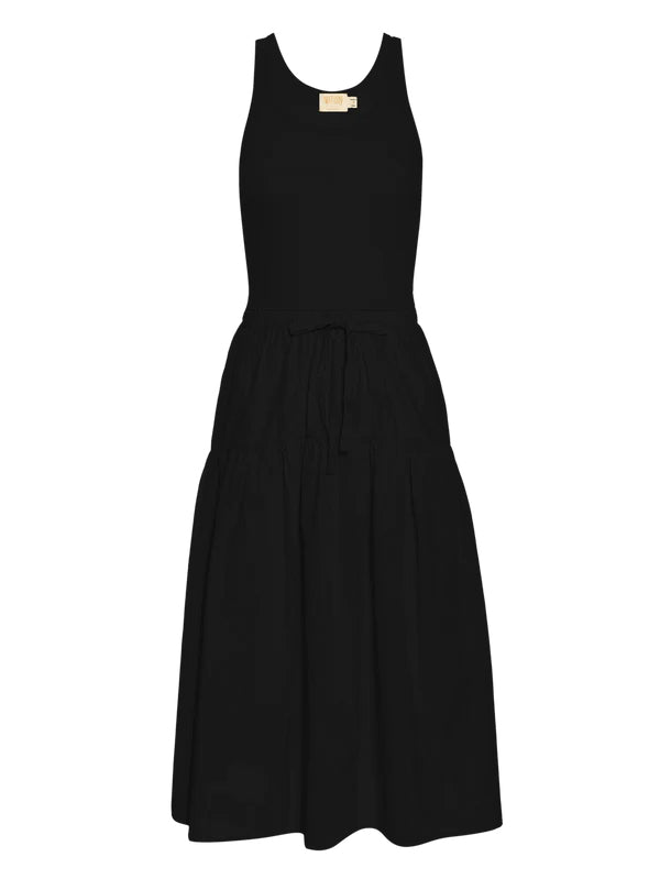 Frannie Combo Midi Dress Jet Black