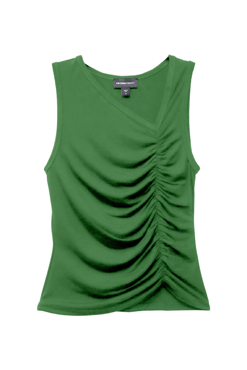 Krissy Asymmetric Neck Tank Green