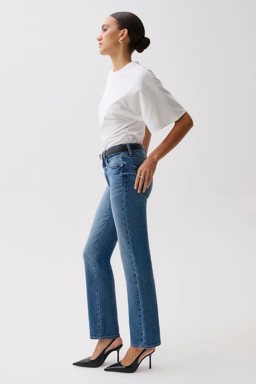 Aleks Midi Rise Straight Long-Sea Salt
