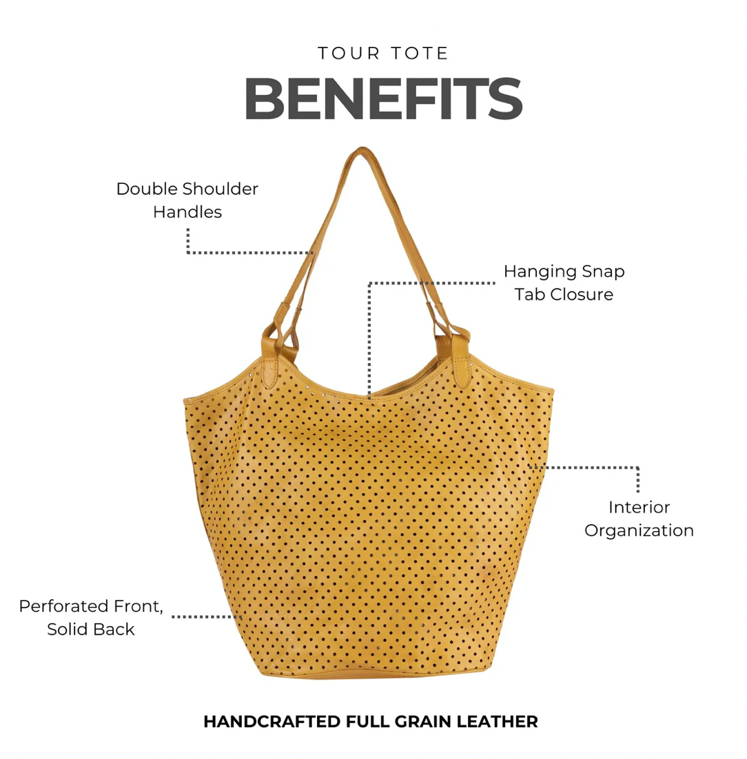 Tour Perforated Tote Cognac