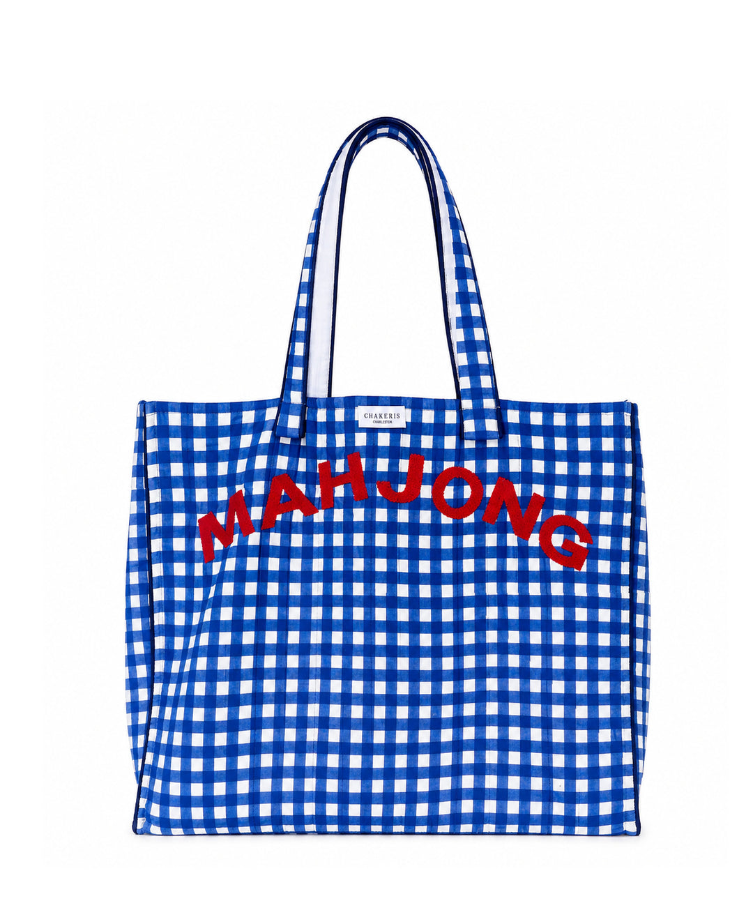 Mahjong Blue Gingham Tote Bag